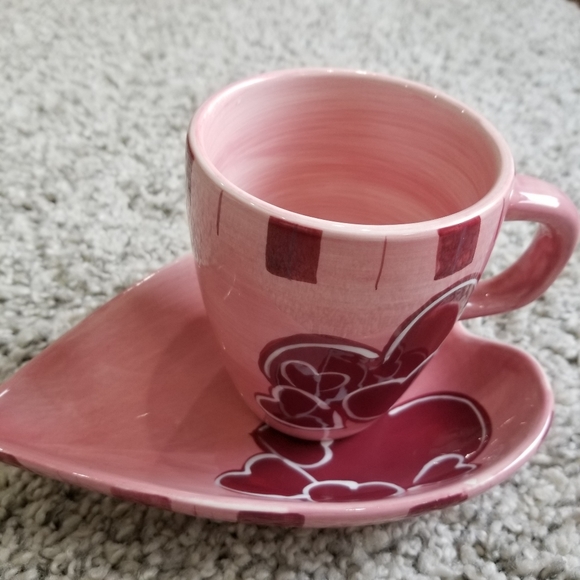 GatesWare mug and plate set pink with hearts - Picture 3 of 6